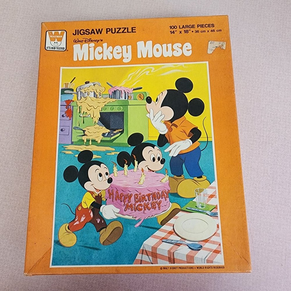 Vintage 80s Whitman Disney Mickey Mouse birthday‎ party 100 large piece puzzle